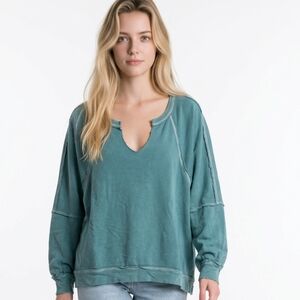 Free People Pullover Light Weight V neck - Distressed Seams. Large. NWOT